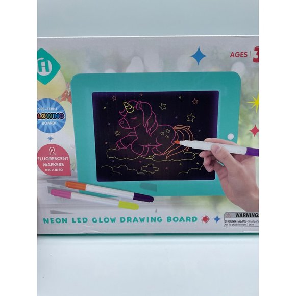 Hzran Light Up Drawing Tablet, Magic Drawing Board with Dual Color Marker Pen, 7 - Picture 2 of 6